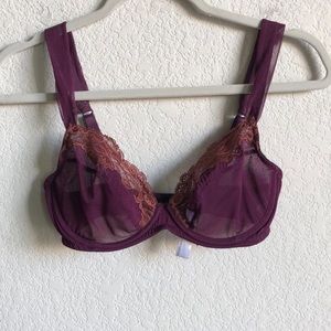 Andres Sarda Mesh Lace Unlined Balconette Bra Full Cup 32D Underwire